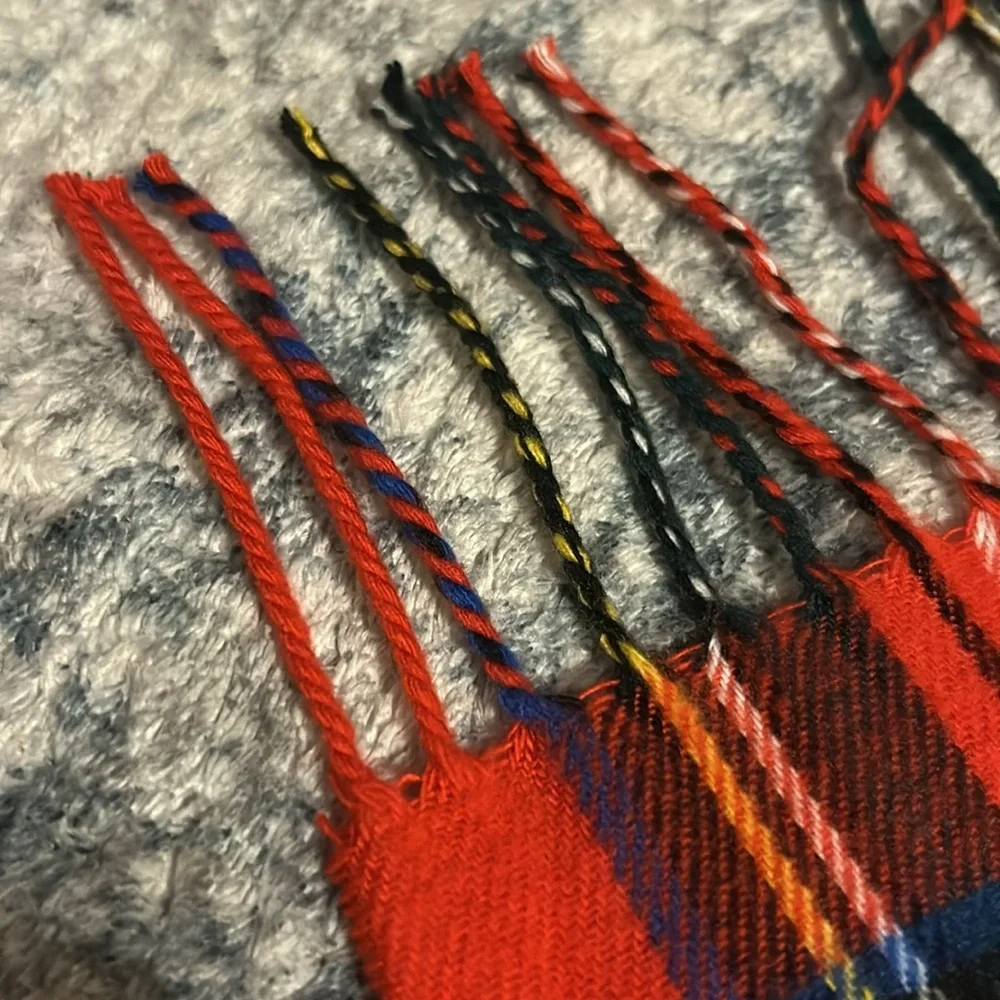 Red Plaid Scarf with Fringe